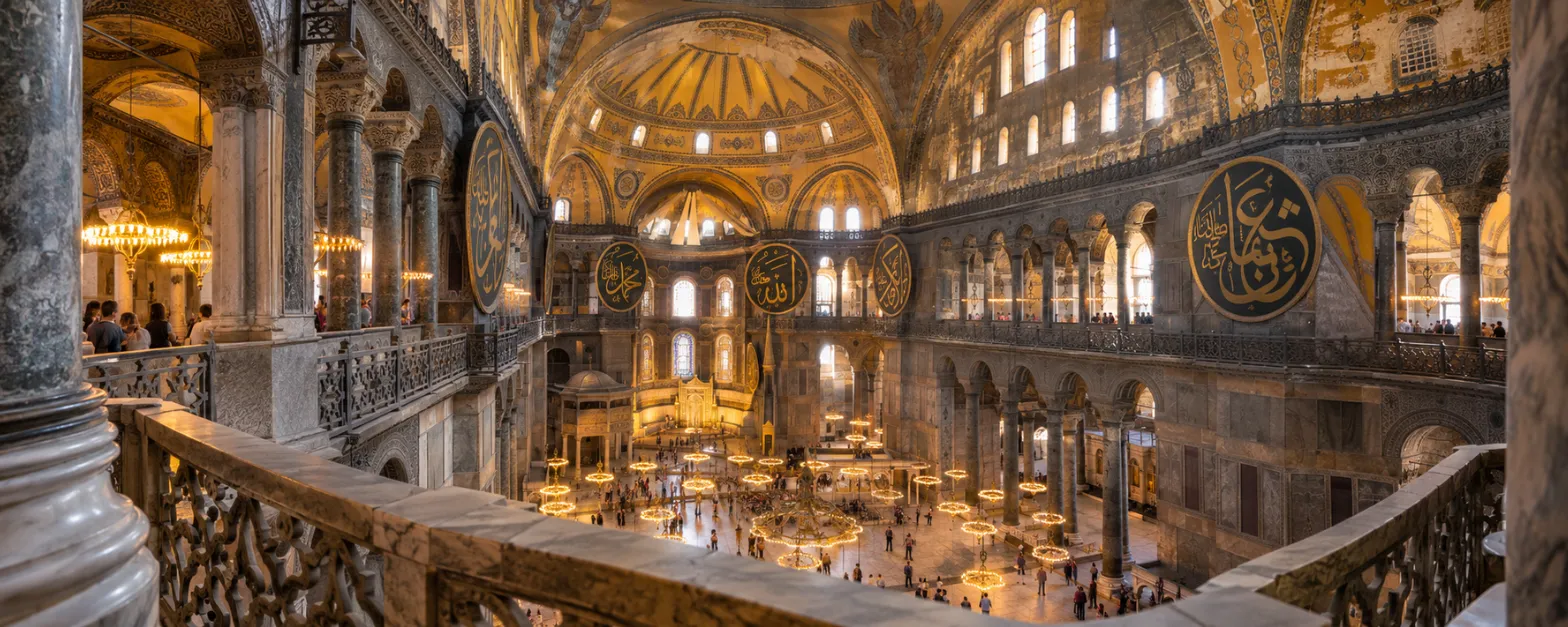 What Can Visitors See In The Upper Gallery Of Hagia Sophia?